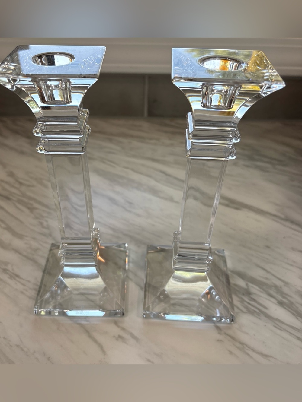 Vintage Waterford Marquis Crystal Treviso Candlestick Holders 8.25 tall